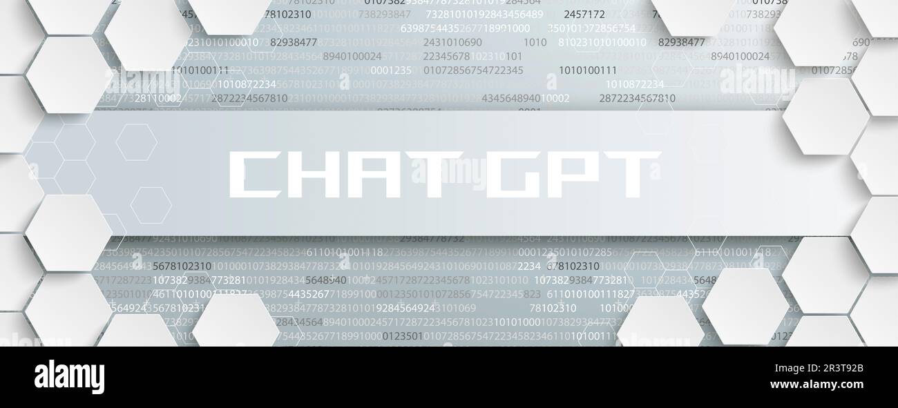 White Hexagon Structure Banner Chat GPT Header Stock Photo