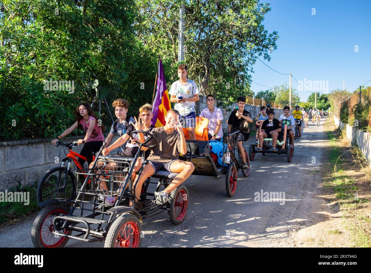 escursion anual en bicicleta a las Piquetes des Peleg, llucmajor, Mallorca, balearic islands, Spain. Stock Photo