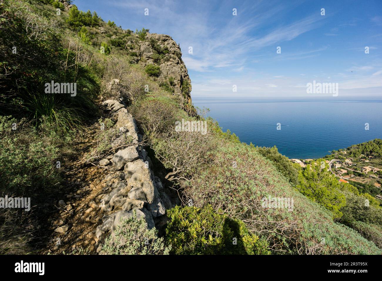 Pas den Colom y camino de Son Oleza, Marina de Valldemossa, sierra de Tramontana, Mallorca, Balearic Islands, Spain. Stock Photo