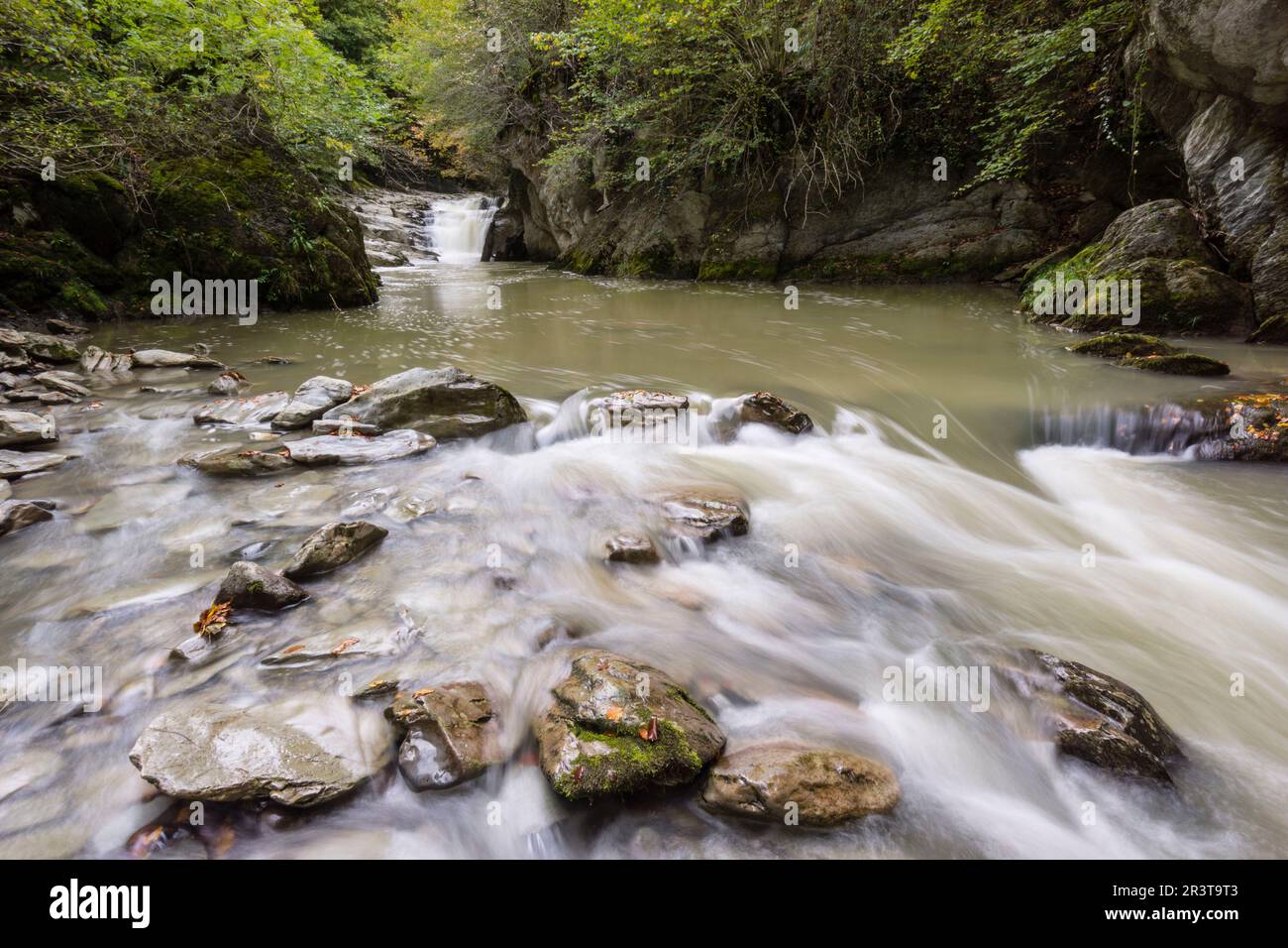 cascada de El Cubo, rio Urbeltza, selva de Irati,comunidad foral de Navarra, Spain. Stock Photo