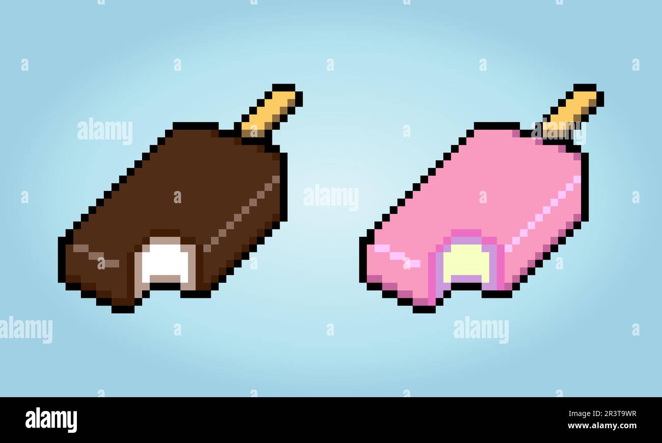 Pixel Art Ice Cream Set Retro Video Game Collection Of 8 Bit Ice