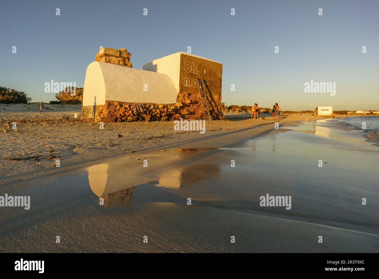 intervencion de Boamistura, bunker de la guerra civil española, playa de la Rapita, Campos, islas baleares, spain. Stock Photo