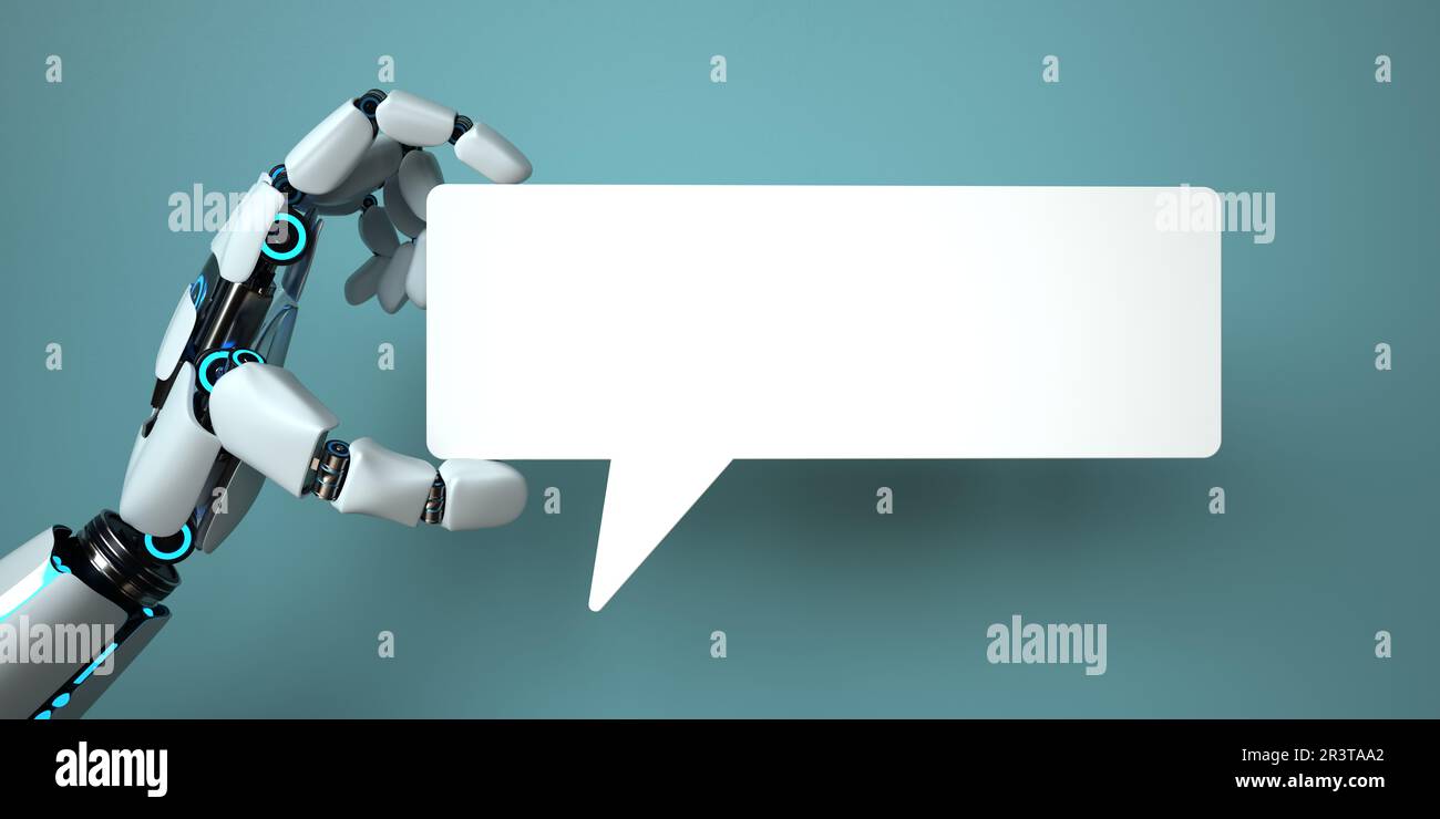 Chat Bot Hand Speech Bubble Stock Photo