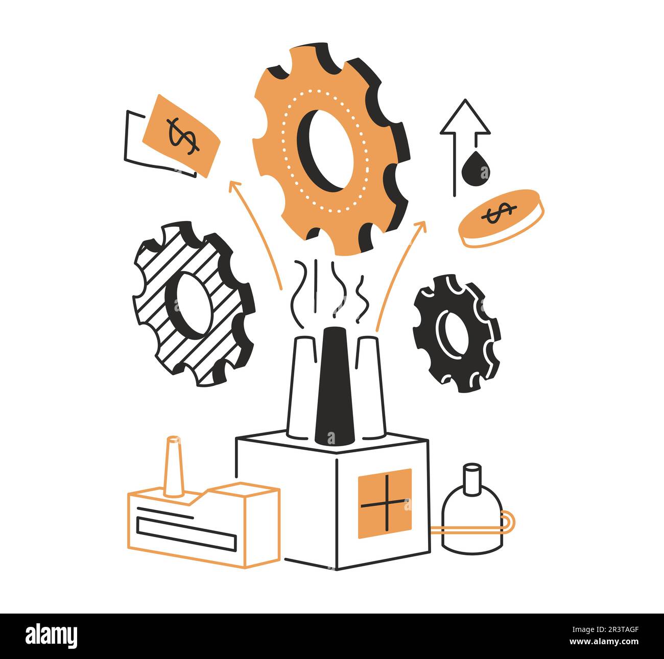 Rising manufacturing costs modern line design style isometric