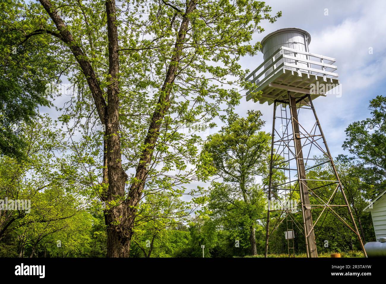 Water tower at Andalusia Farm, home of American Southern gothic writer Flannery O'Connor (1925-1964). (USA) Stock Photo