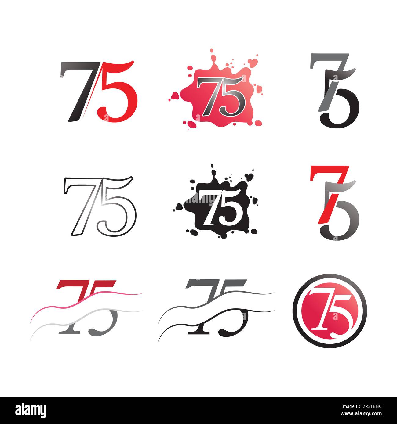 number 75 icon set logo design vector Stock Vector