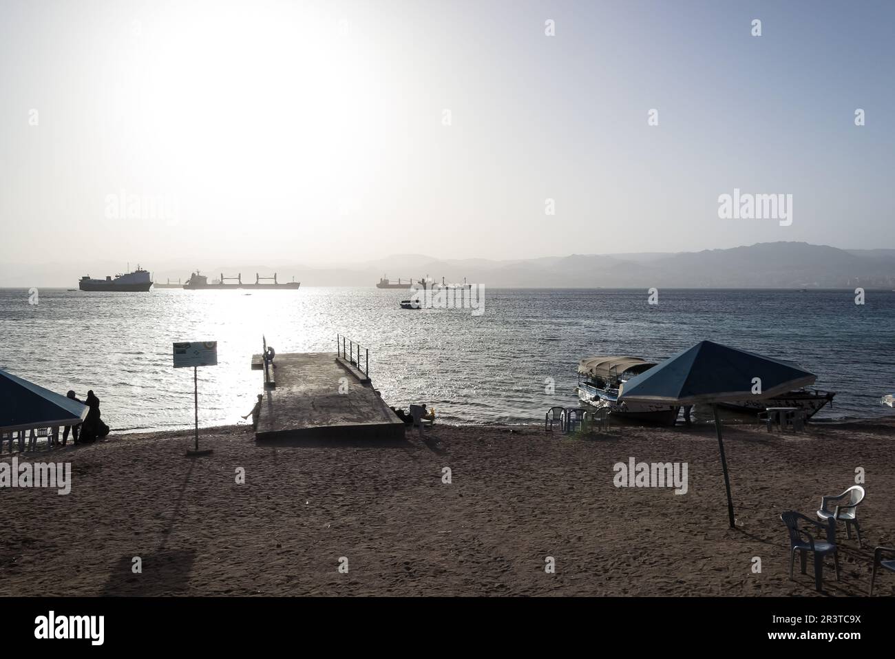 Sunset at Aqaba beach, Jordan's gateway to the Red Sea. Aqaba is renowned for its stunning 