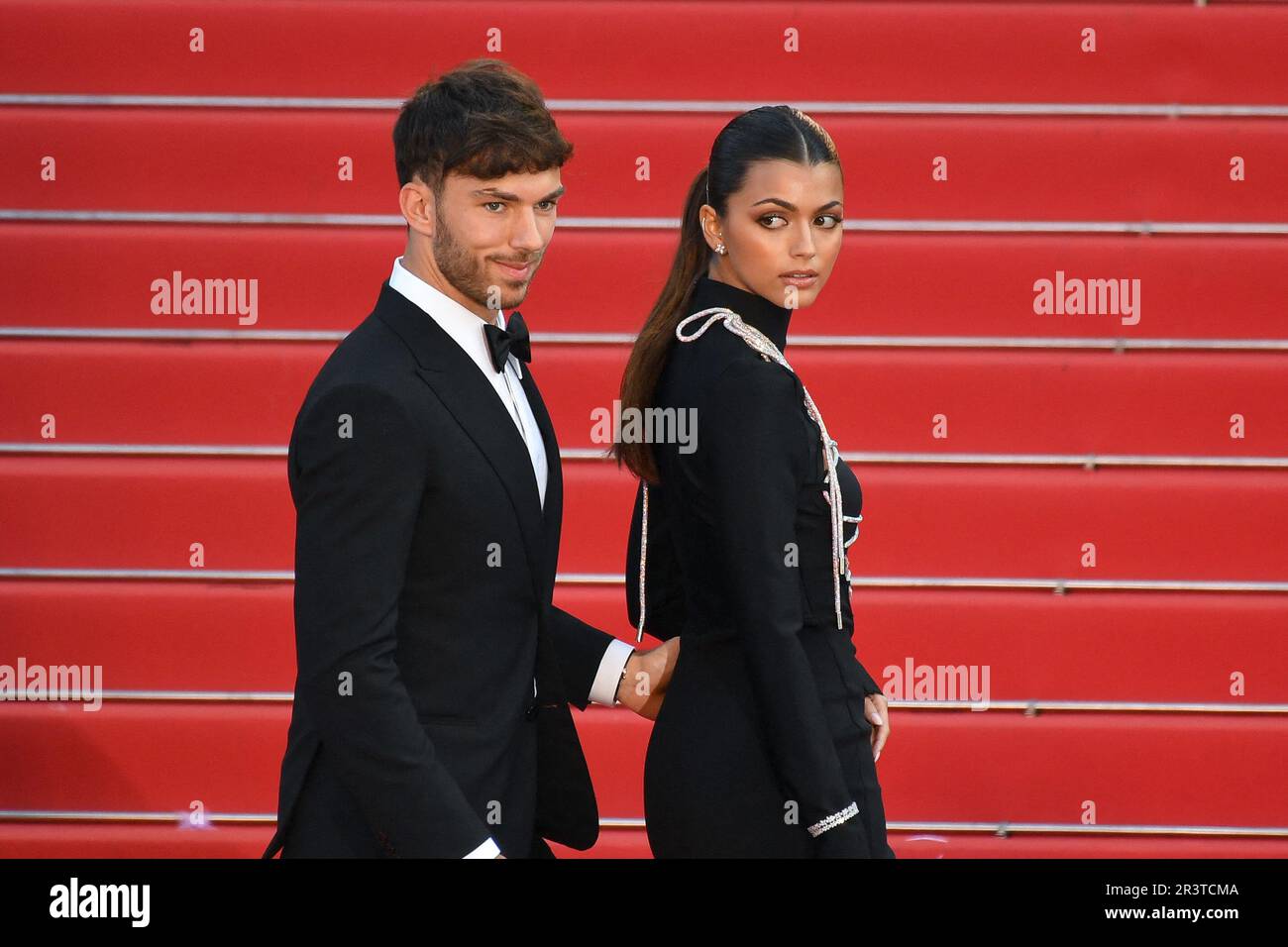 Kika Gomes and Pierre Gasly arriving for the screening of La Passion De