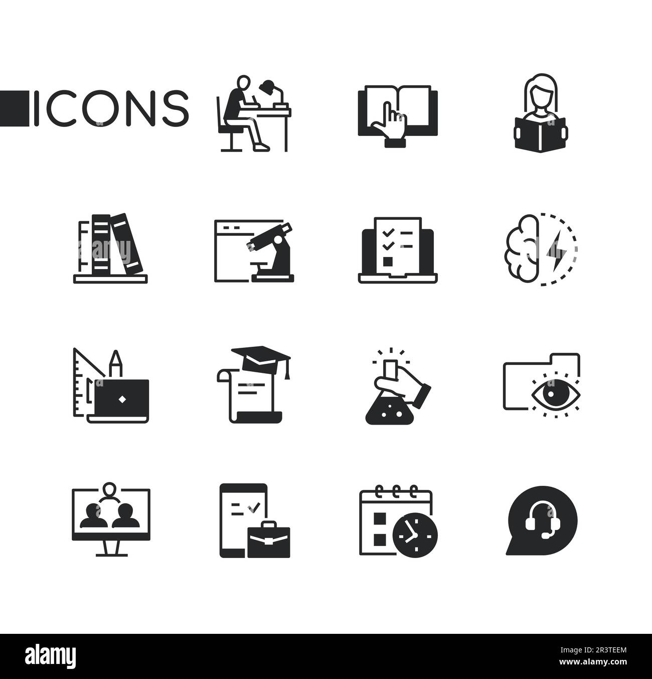 Education and science - set of line design style icons Stock Vector ...