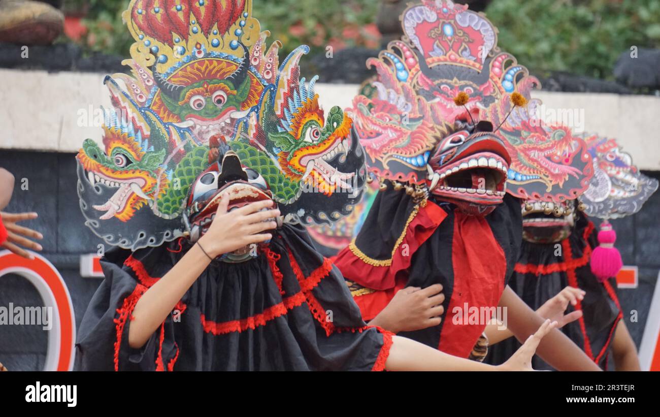 The perform of barong dance. Barong is one of the Indonesian ...