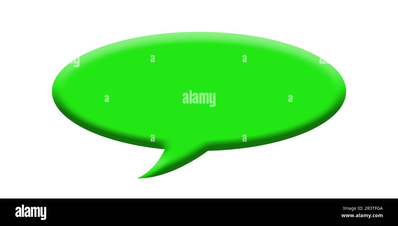 Green speech bubble against white background, 2D illustration Stock Photo