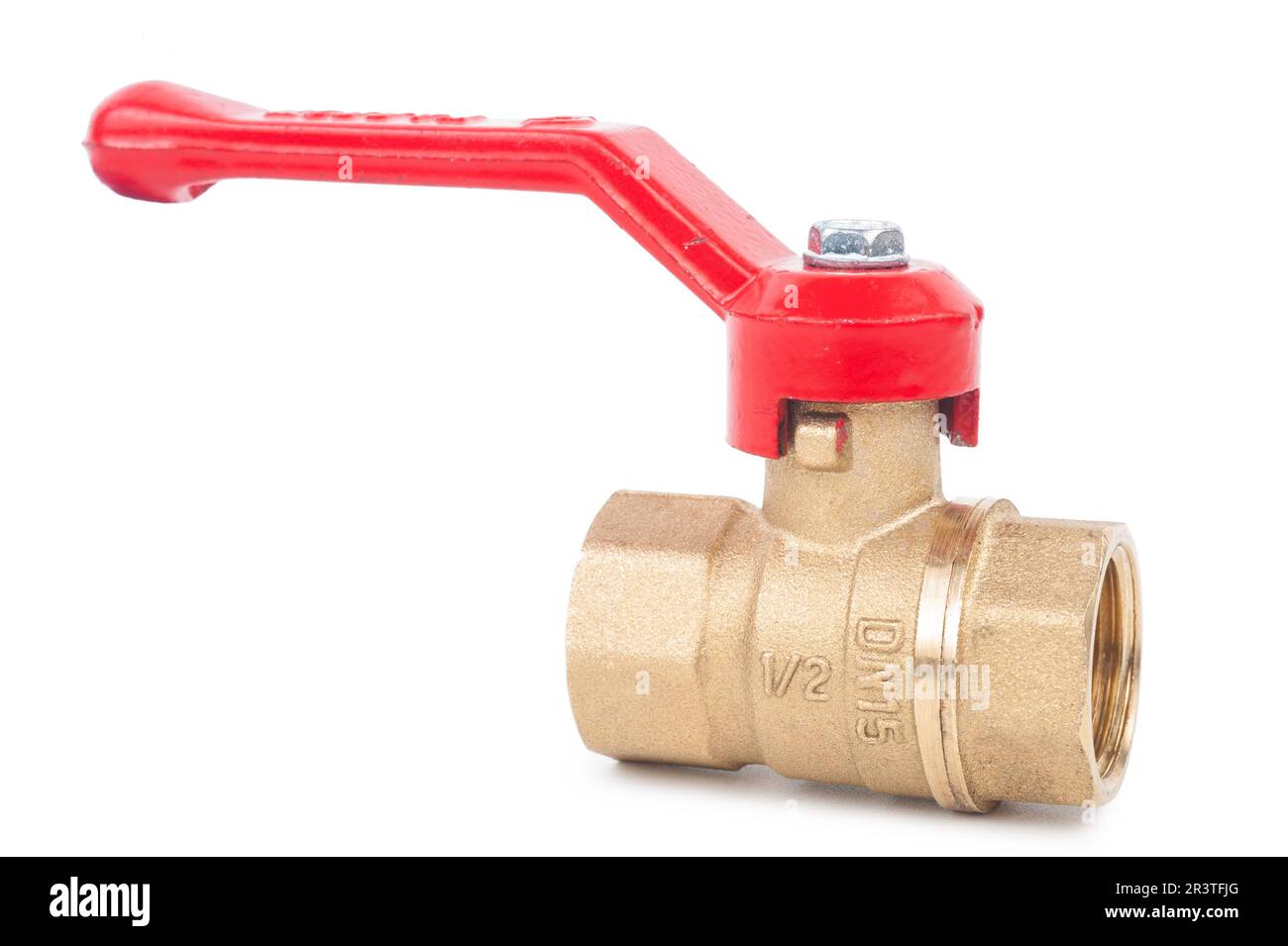 Ball valve with red handle Stock Photo Alamy