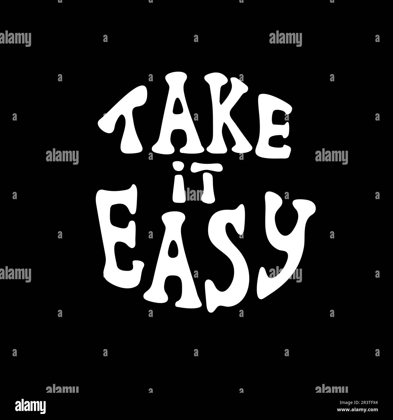 Take it easy lettering in groovy style isolated design in in a circle