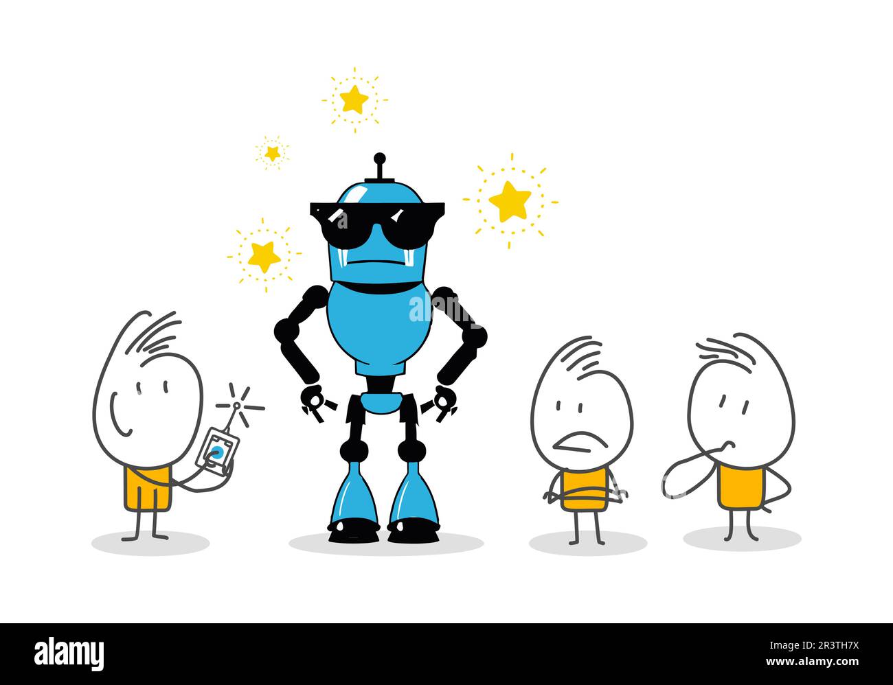 Stick figures. robot, artificial intelligence. Isolated on white