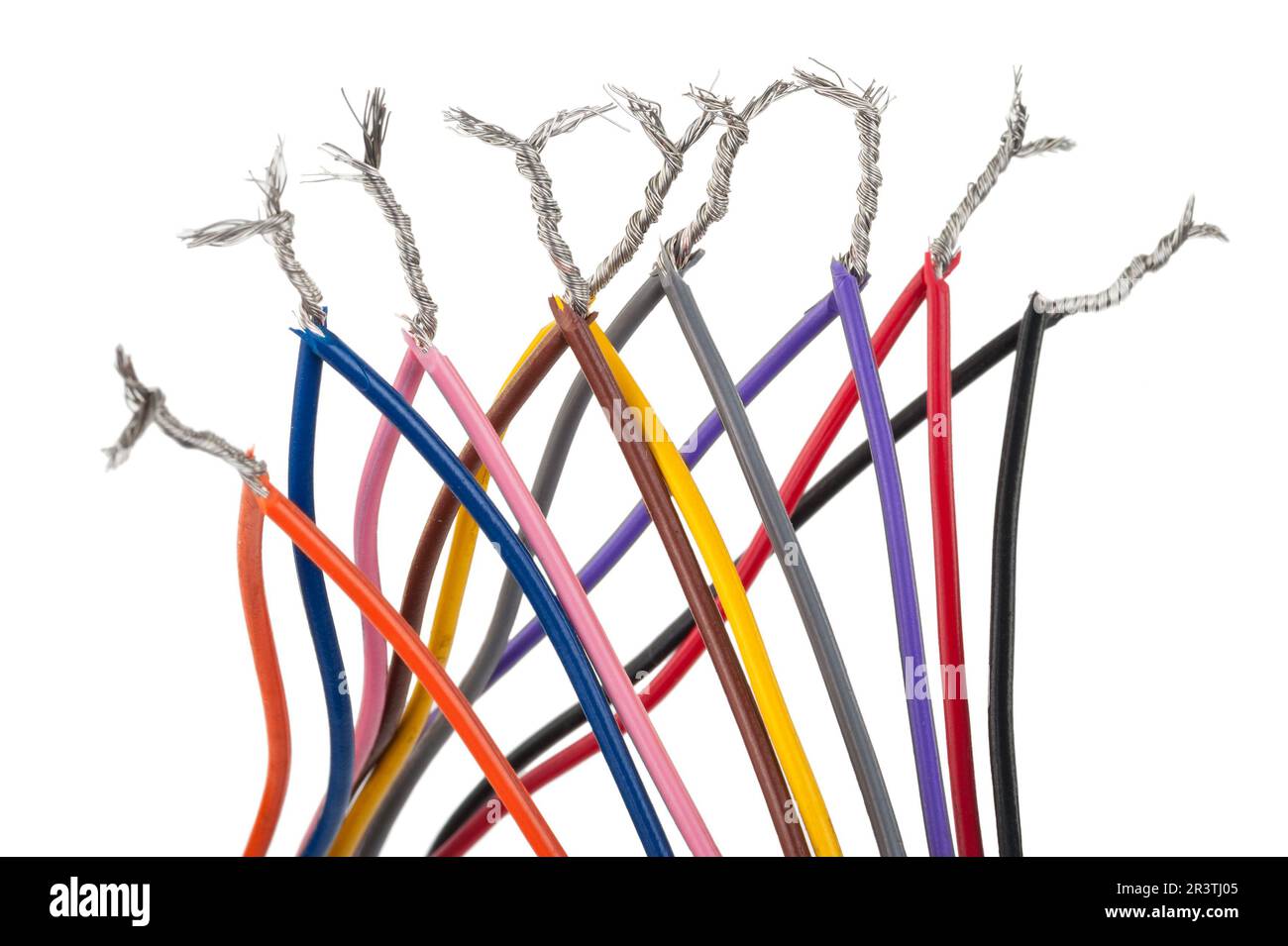 Electrical connection  with colorful cables Stock Photo