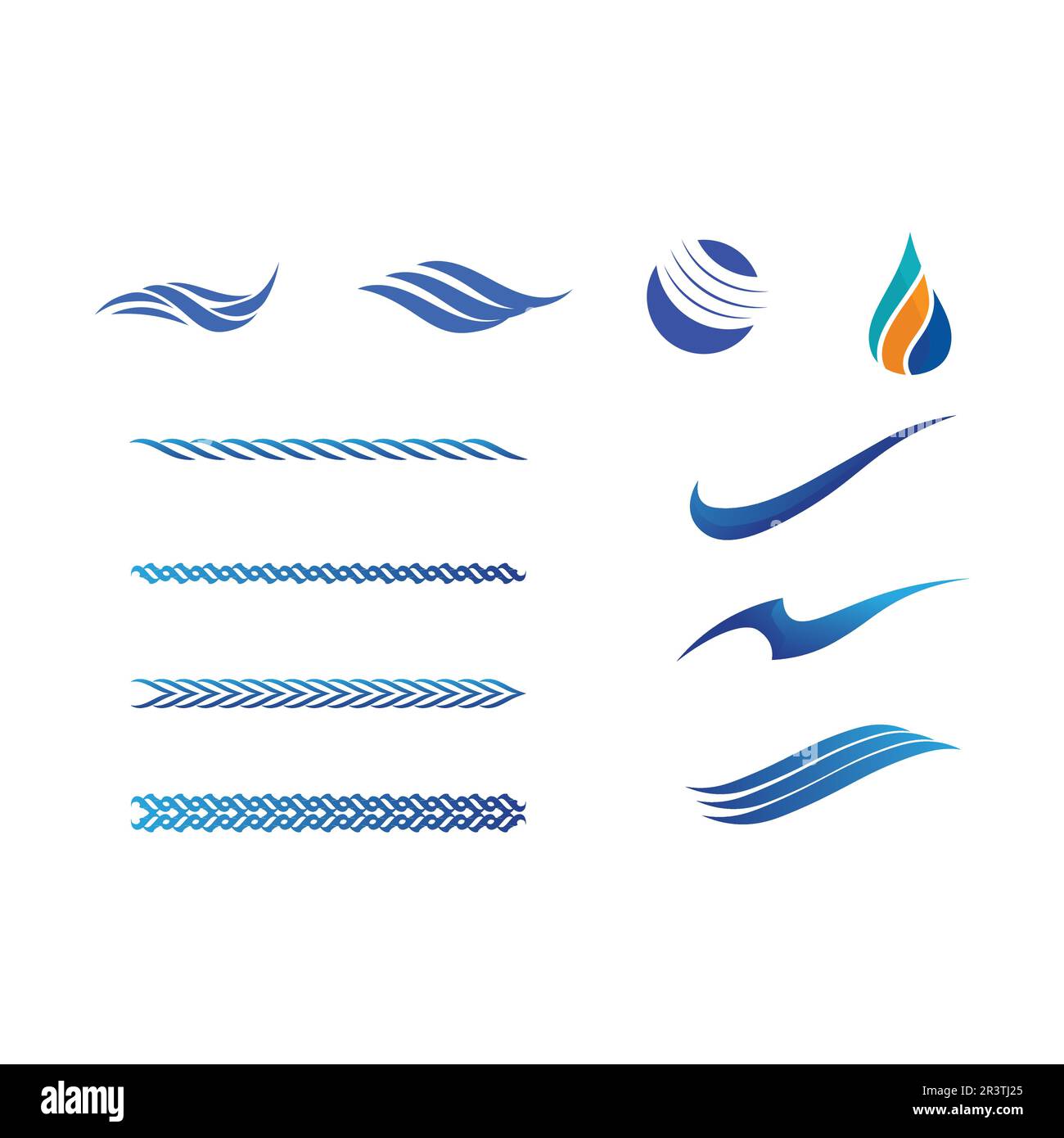 wave logo Isolated round shape logo. Blue color logotype. Flowing water image. Sea, ocean, river surface. Stock Vector