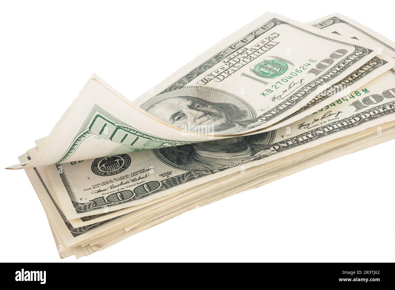 Stack of money american hundred dollar bills Stock Photo