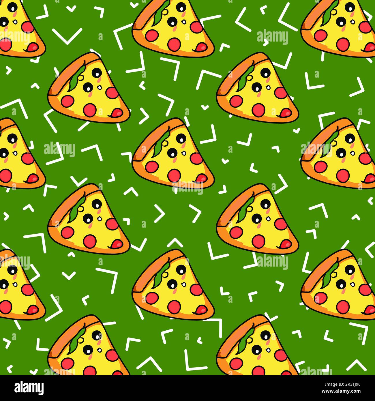 Seamless pizza pattern. Hand drawn pizza illustrations. Vector illustration. Stock Vector