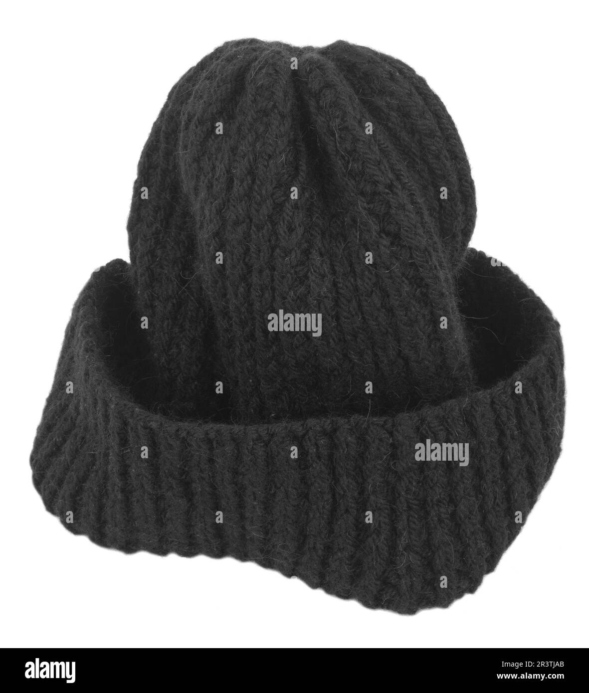 Black knitted hat Stock Photo