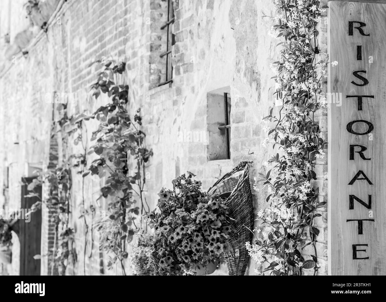 Tuscany, Italy. Sightseeing of Italian Restaurant in traditional small