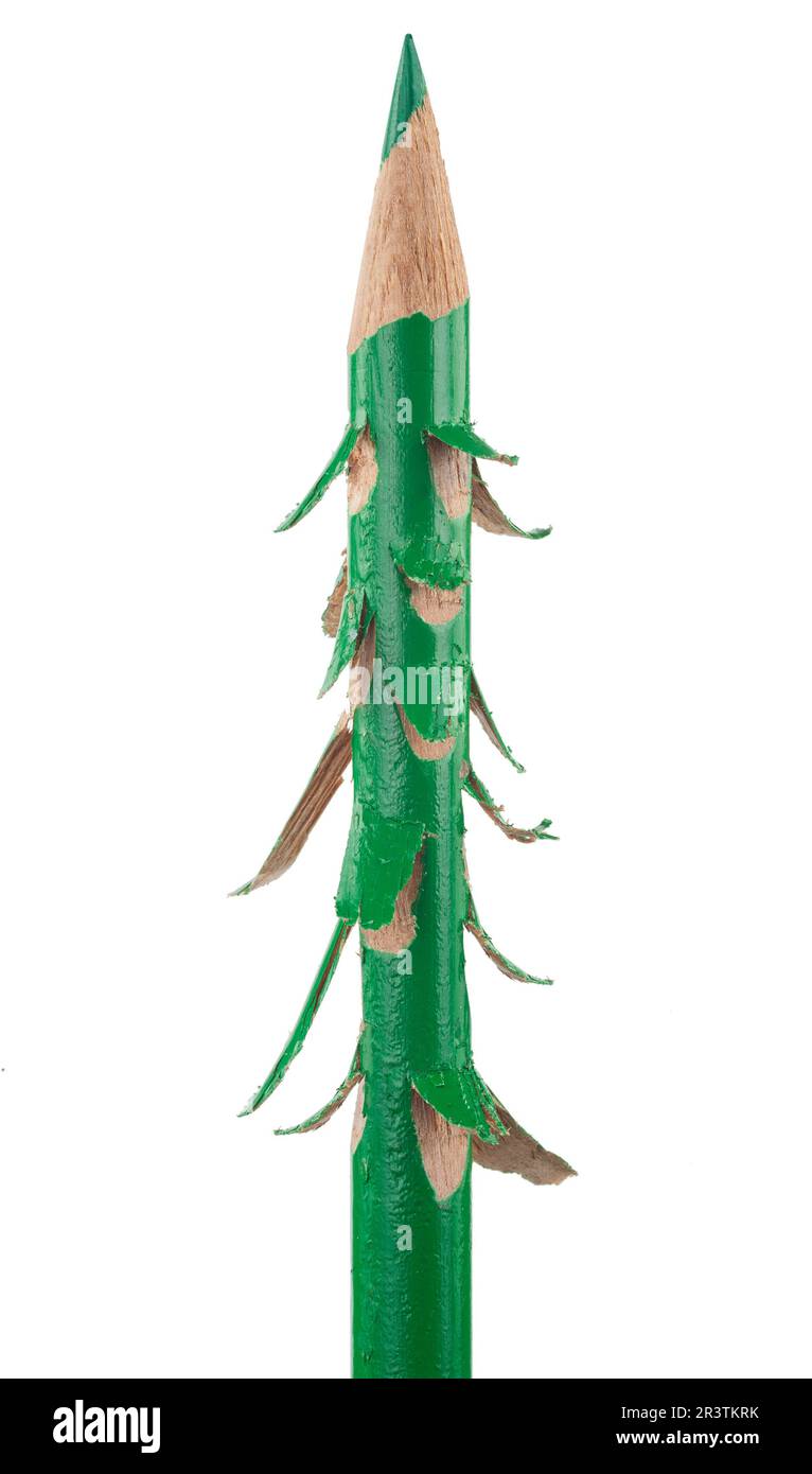 Christmas tree from a green pencil Stock Photo