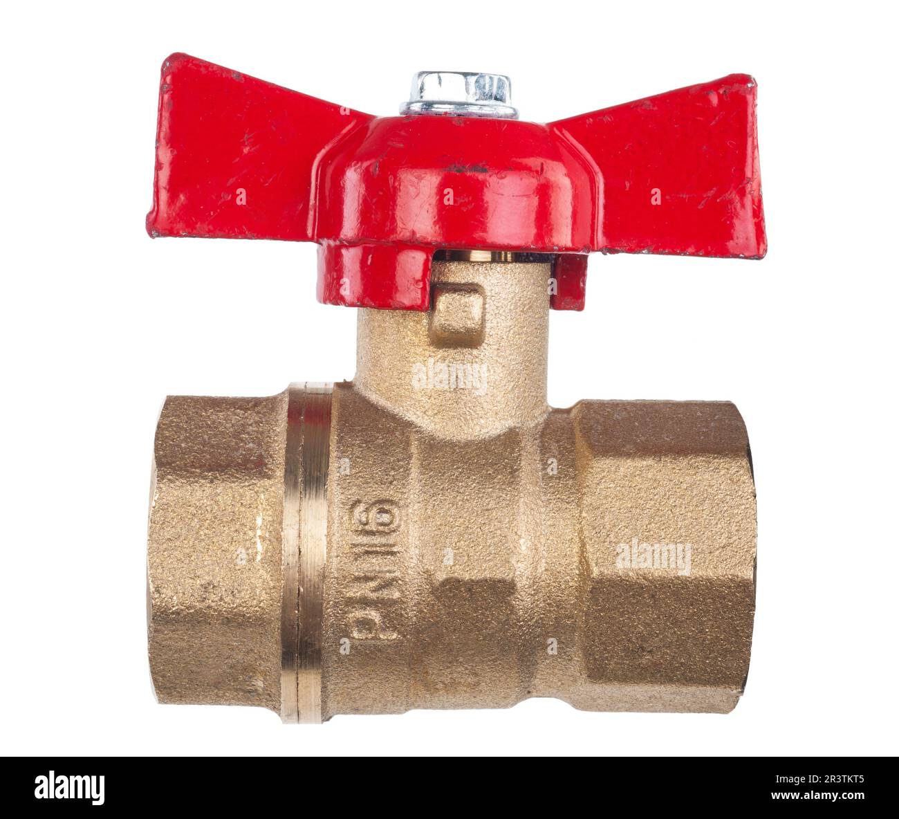 Ball valve with red handle Stock Photo Alamy