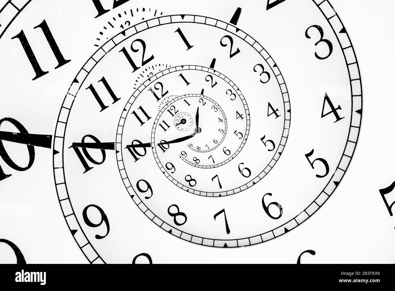 Detail of a used mechanical clock with hypnotic quadrant, very flexible