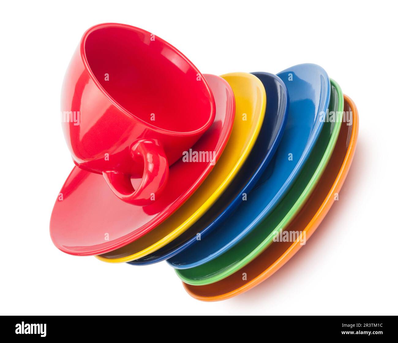 Red tea cup and saucer Stock Photo Alamy