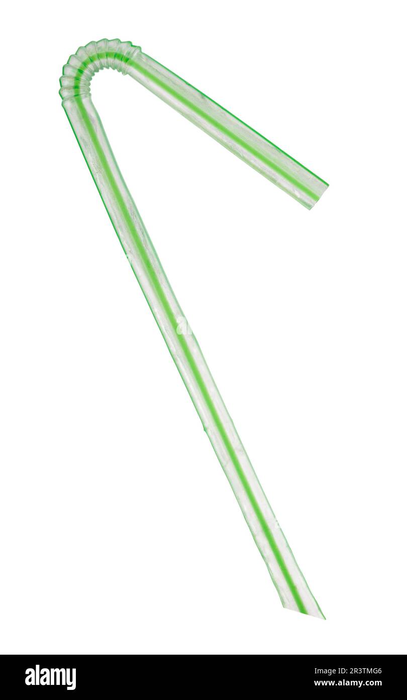 Green straw on white background Stock Photo