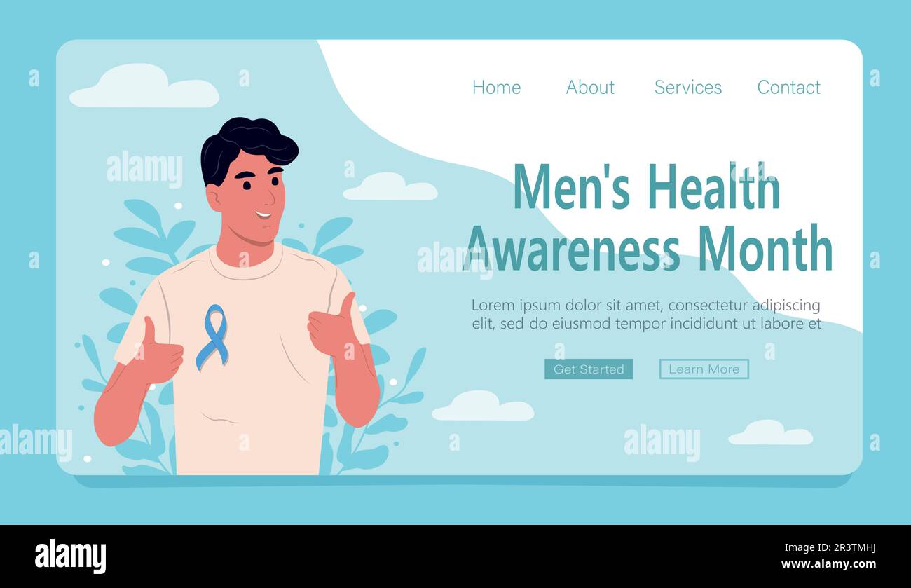 Men's health awareness month. Prostate cancer awareness ribbon with ...