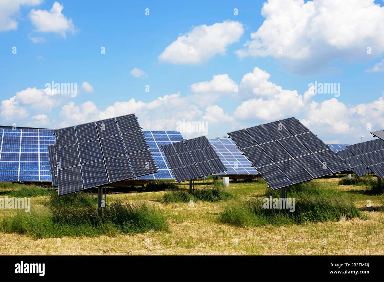 Photovoltaic, Alternative energy creation in a solar park Stock Photo