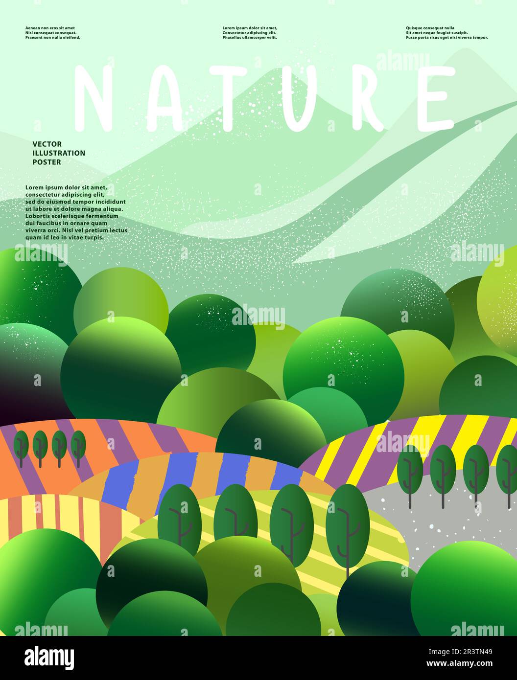 Nature and landscape. Vector illustration of mountains, Trees, plants ...