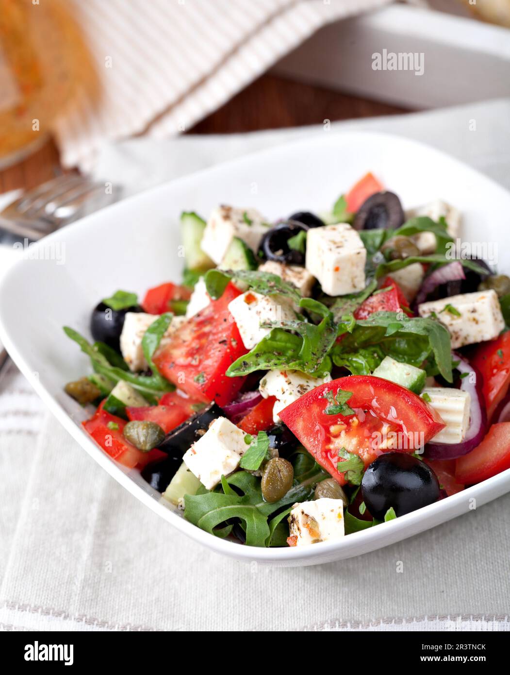 Greek vegetable salad with feta cheese Stock Photo Alamy