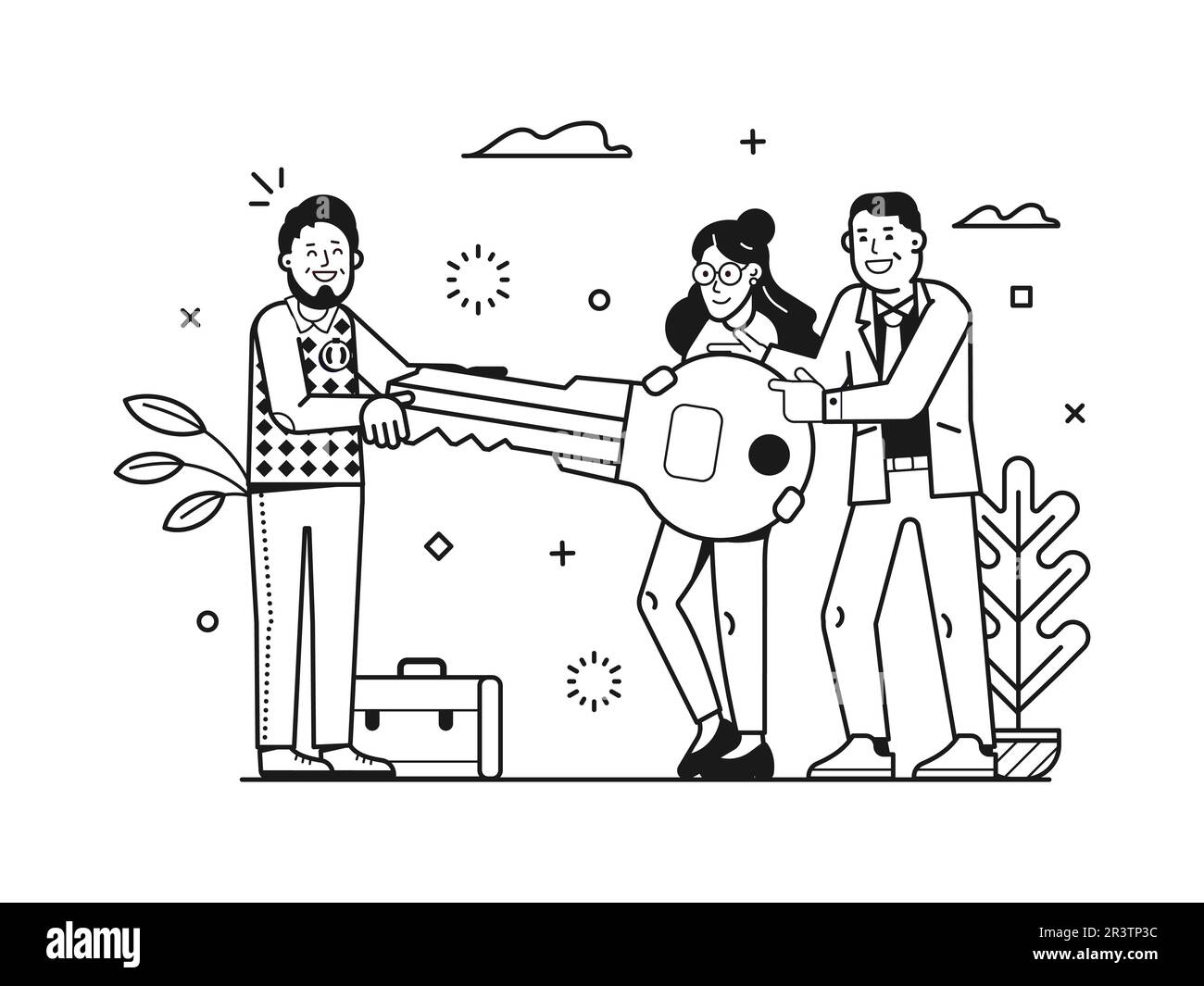 Job offer illustration with managers new employee.