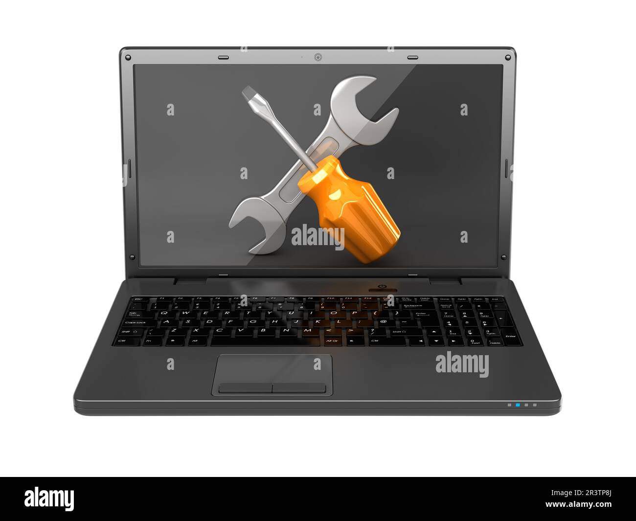 Screw Driver and Wrench with Laptop Stock Photo Alamy