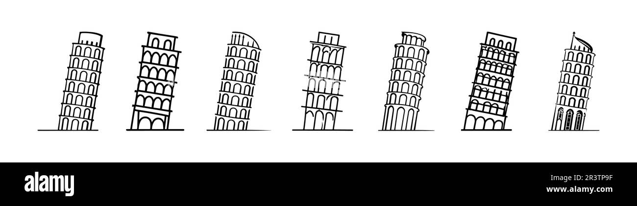 Tower vector illustration set. Line art icon. Logo template vector illustration design. eps 10 Stock Vector