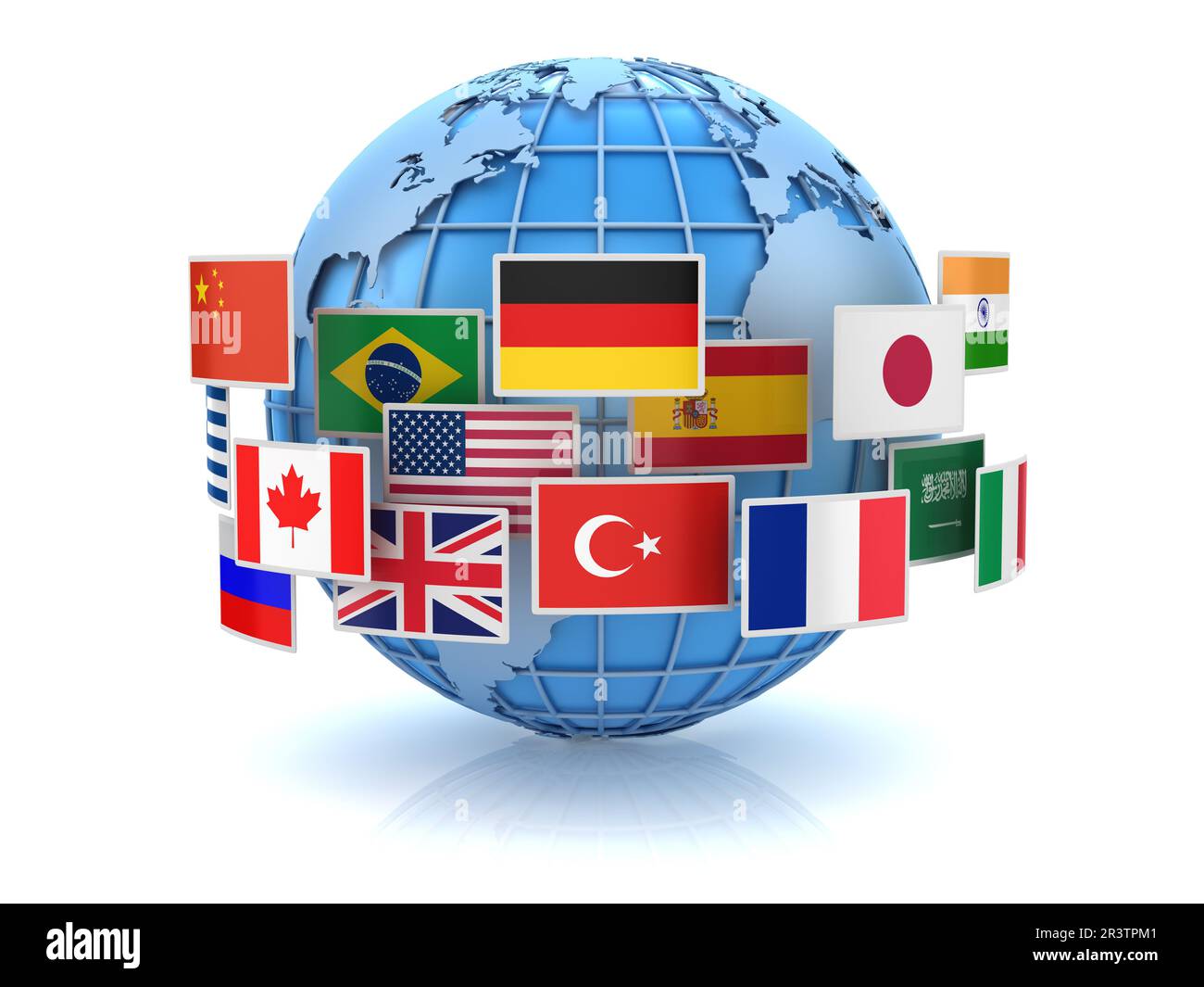 World map and country flags Stock Photo