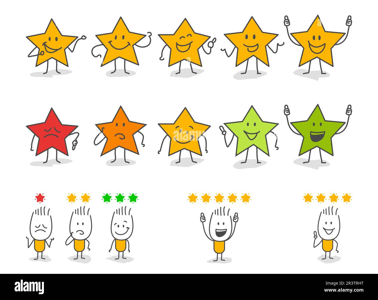 Stick figures give review rating and feedback. Customer reviews