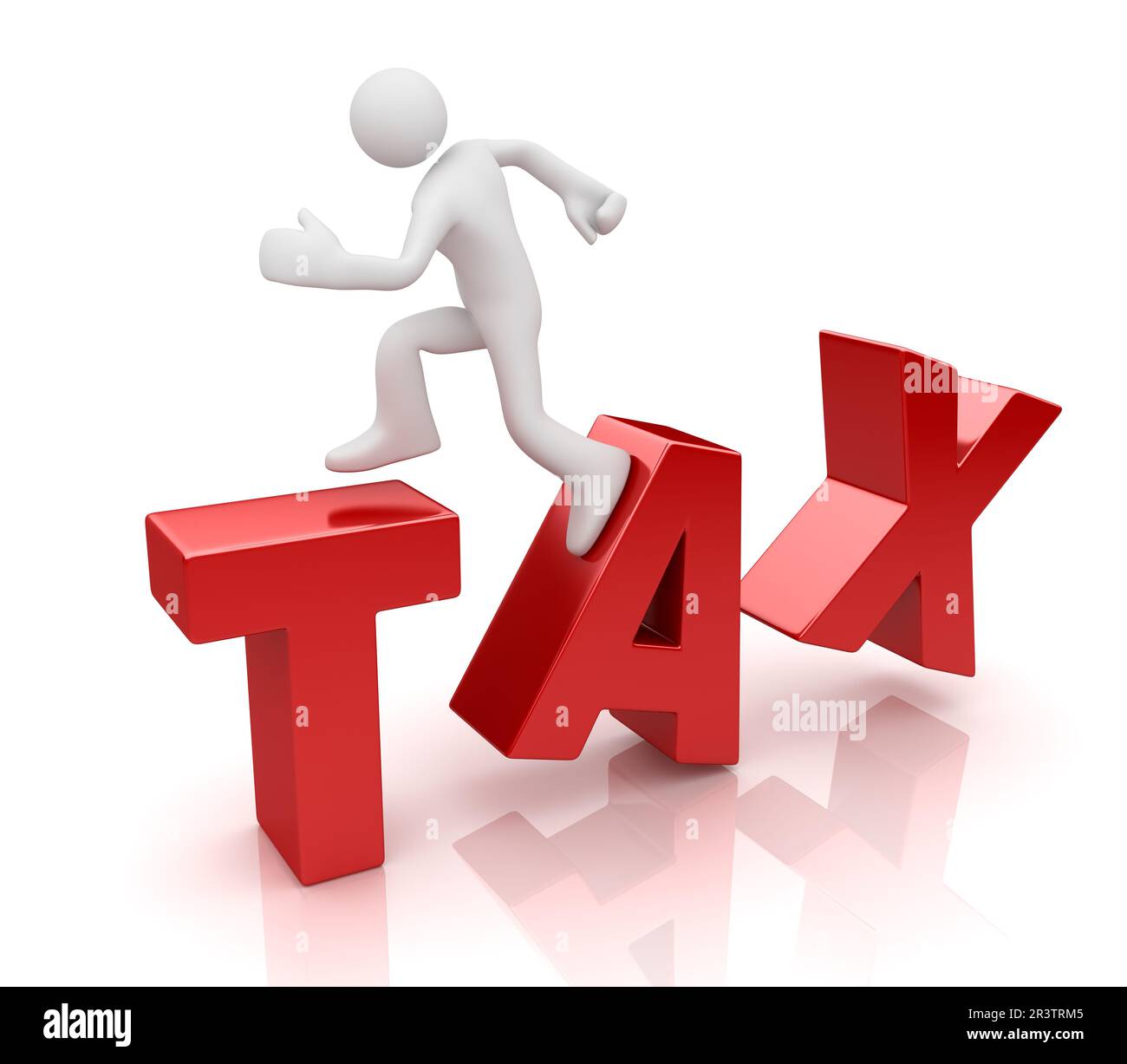 White Man Running on Tax Text Stock Photo Alamy