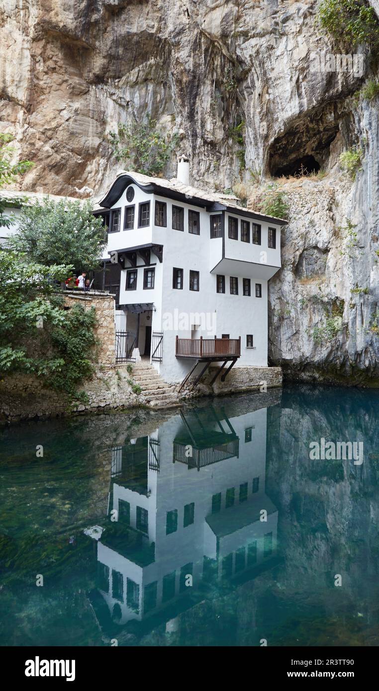The Blagaj Dervish Tekke, located near Mostar, was established in the 15th century by the Bektashi order Stock Photo