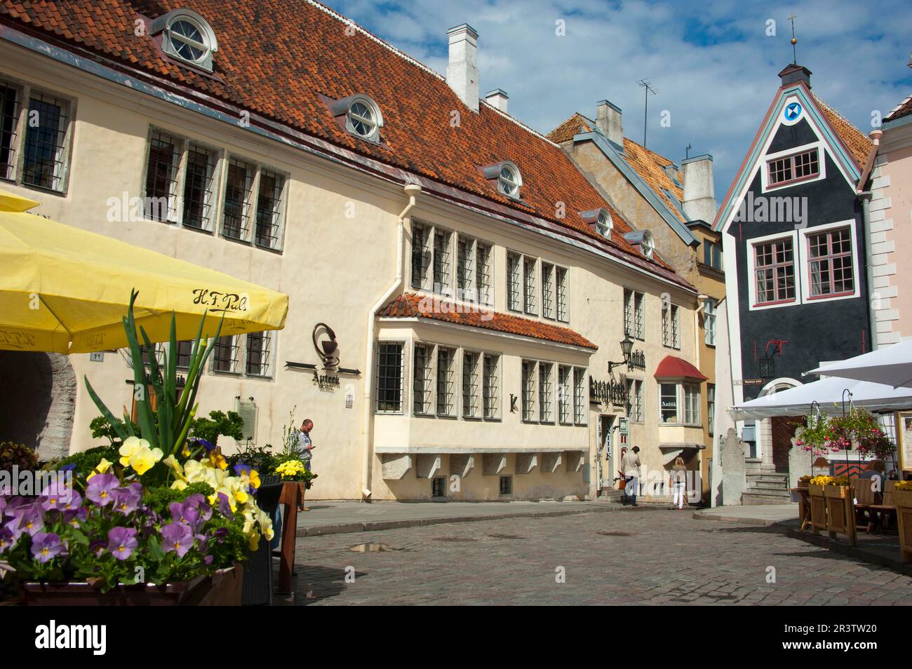 Pharmacy, Old Town, Tallinn, Estonia, Baltic States, Europe, Council Pharmacy, Raeapteek, former craftsman's house on the right, Monuments Office Stock Photo
