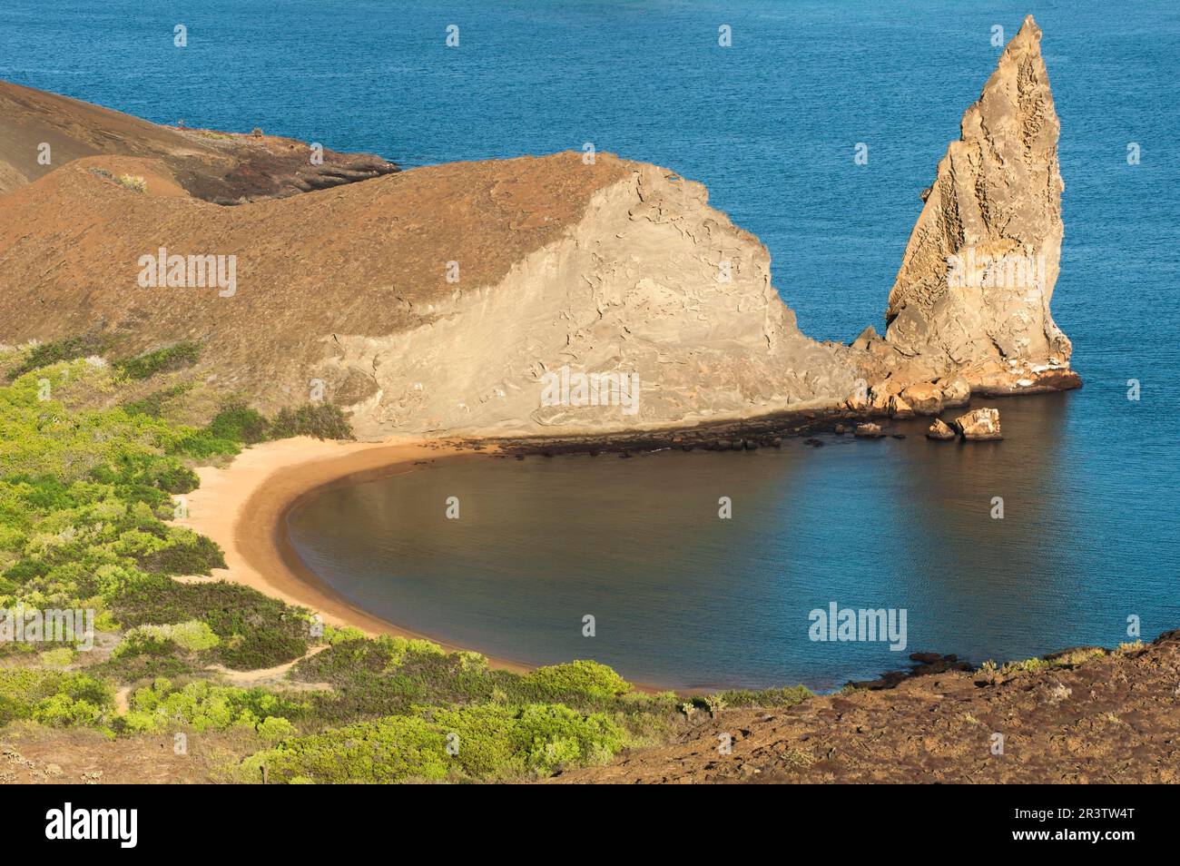 Bartolome Island and Pinnacle Rock, Galapagos, Ecuador, Unesco World Heritage Site Stock Photo