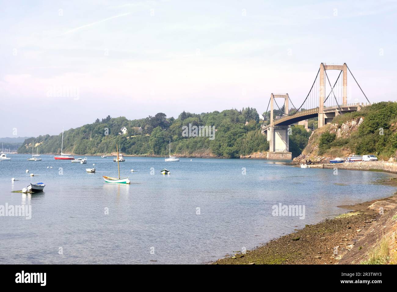 Bridge over the Rance in Port Saint Jean, Brittany, France Stock Photo