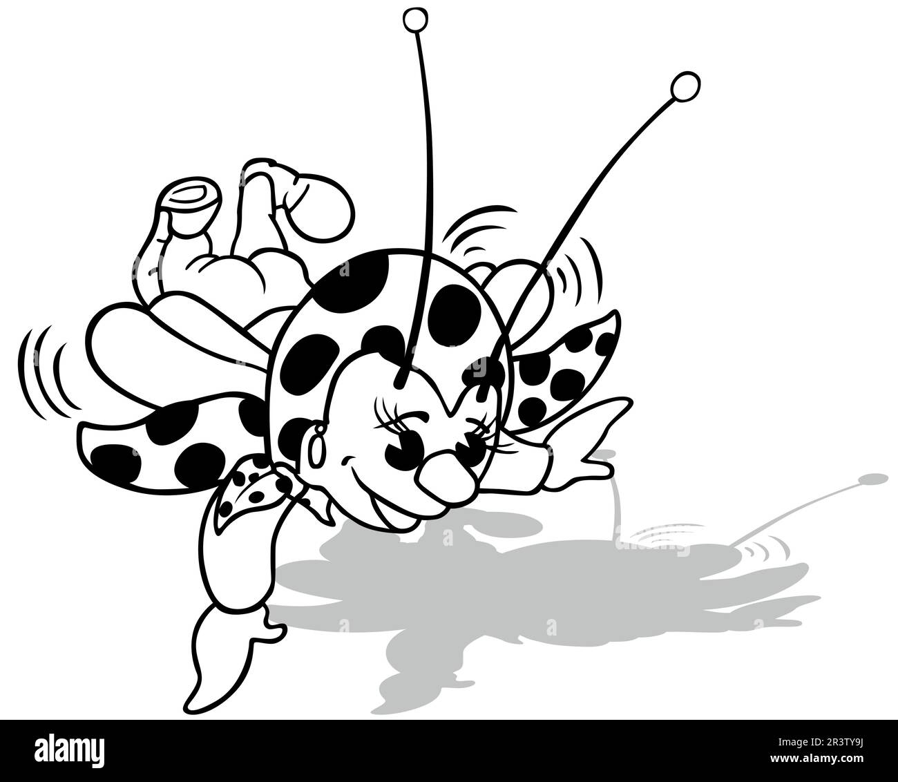 Drawing of a Cute Flying Ladybug Stock Vector Image & Art Alamy