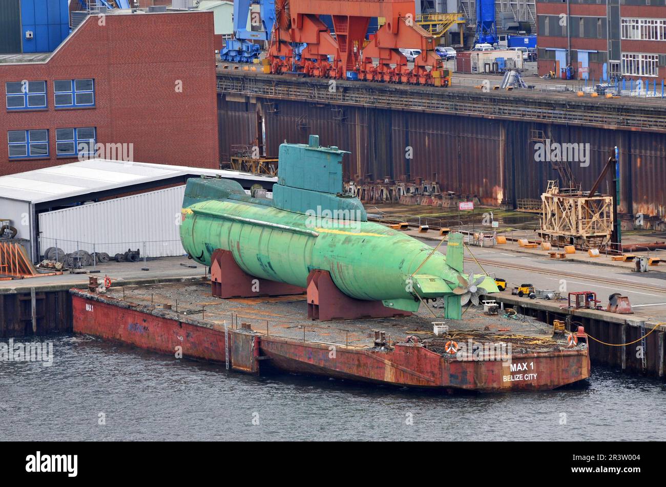 Submarine, shipbuilding, Howaldtswerke-Deutsche Werft, Kiel, Schleswig-Holstein, Germany, HDW Stock Photo