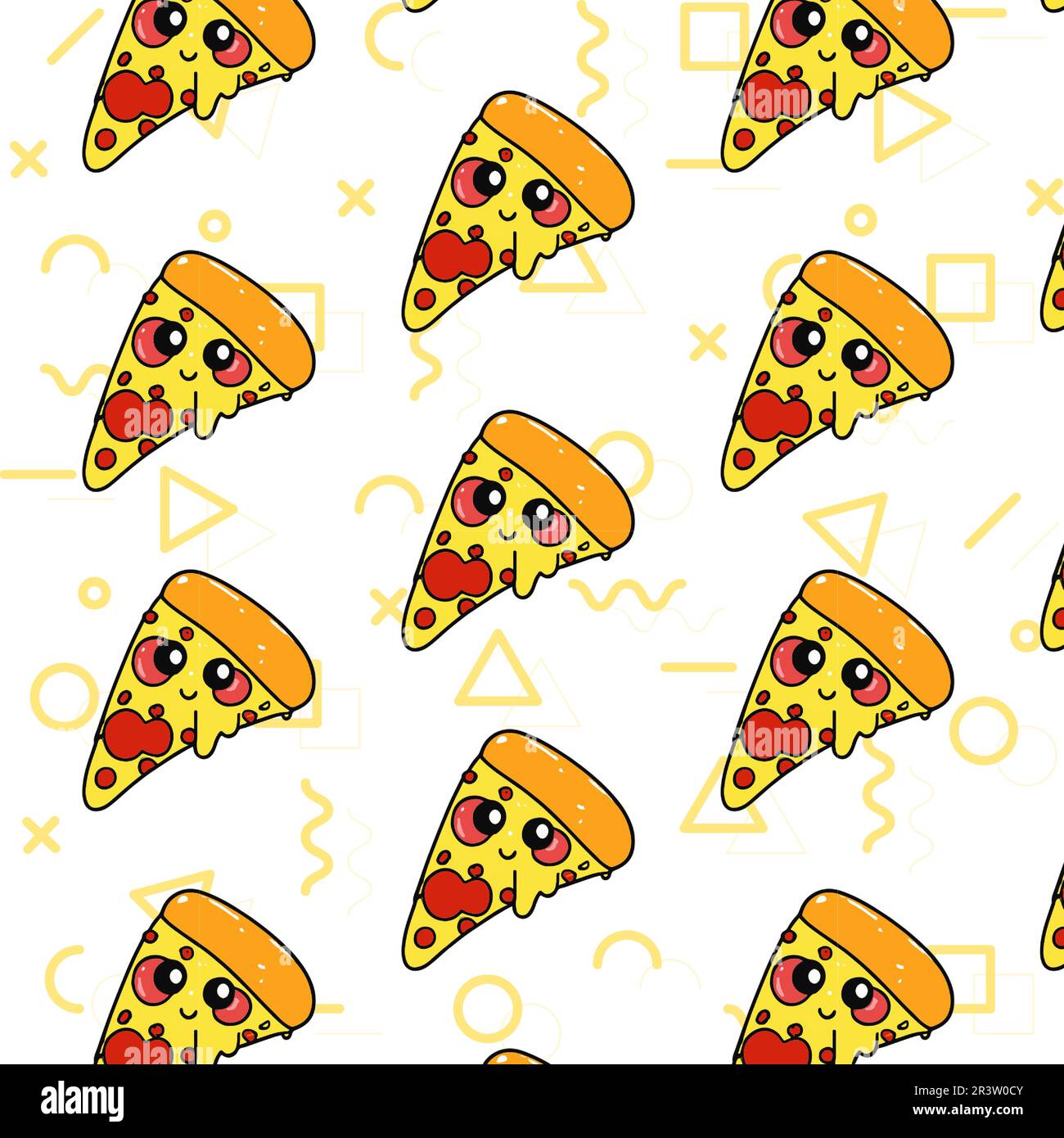 Seamless pizza pattern. Hand drawn pizza illustrations. Vector illustration. Stock Vector
