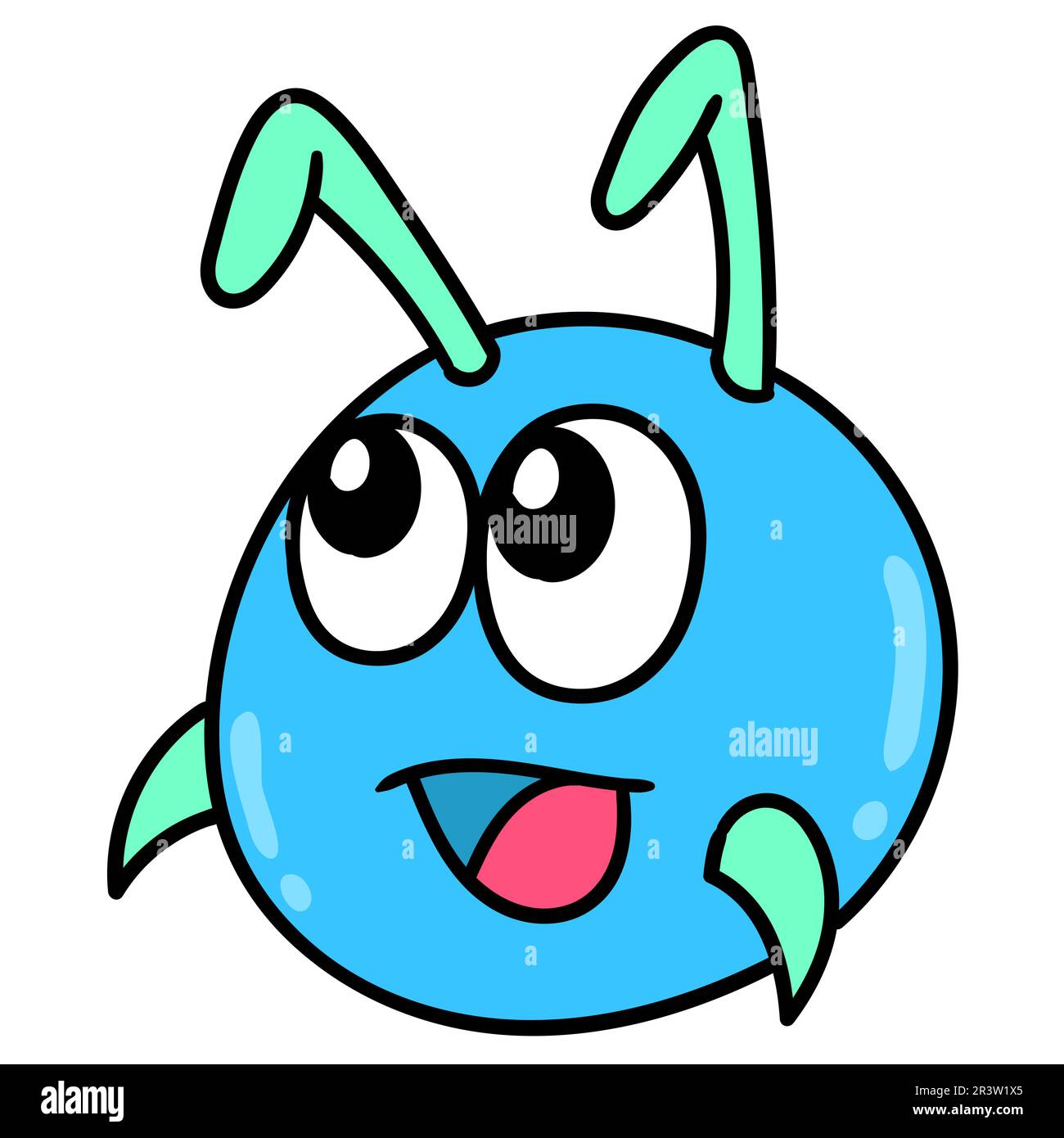 Ant head emoticon with cute smiling face, doodle icon image kawaii Stock Photo