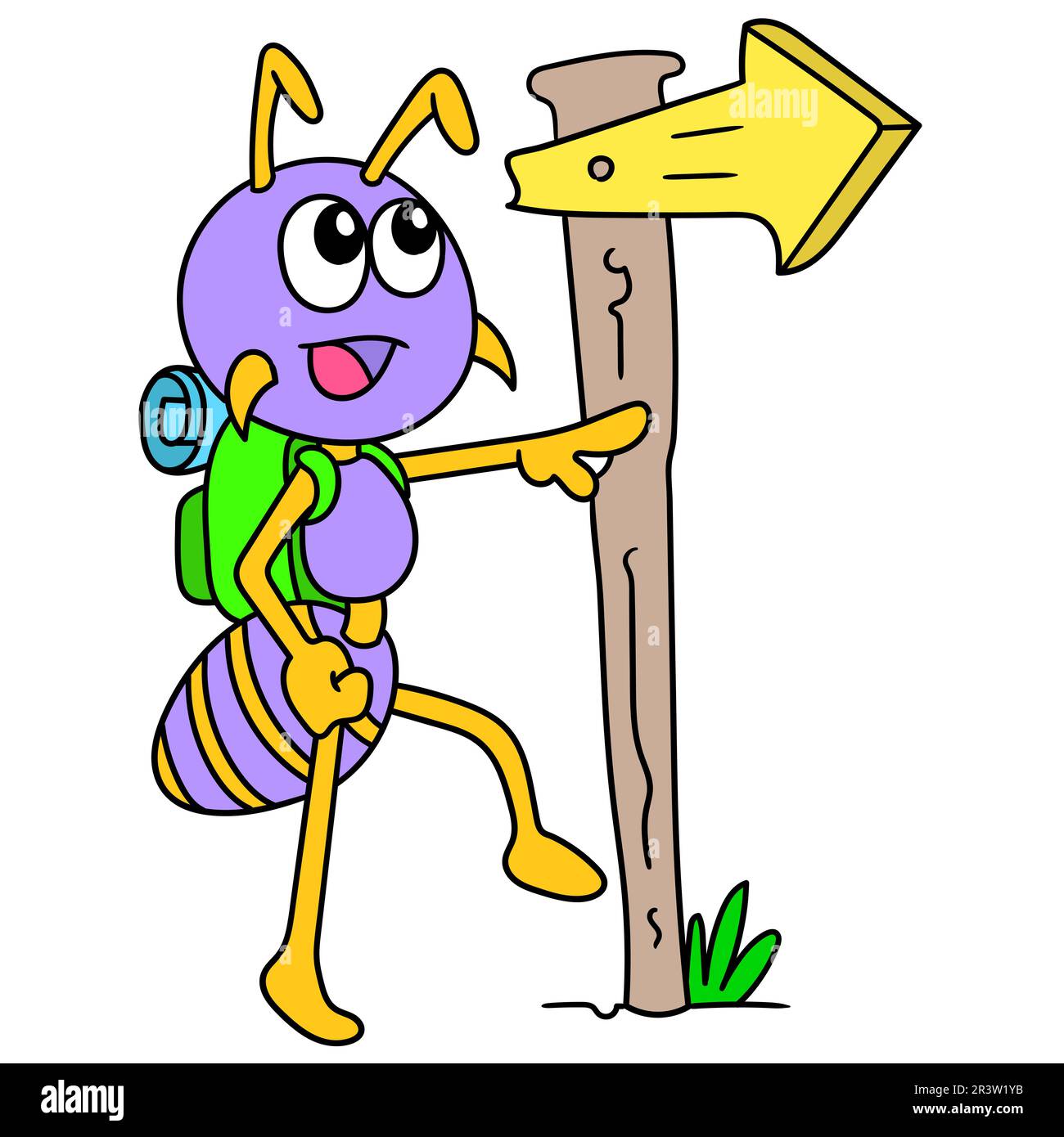 The ants explore for directions on the way to the destination, doodle icon image kawaii Stock Photo