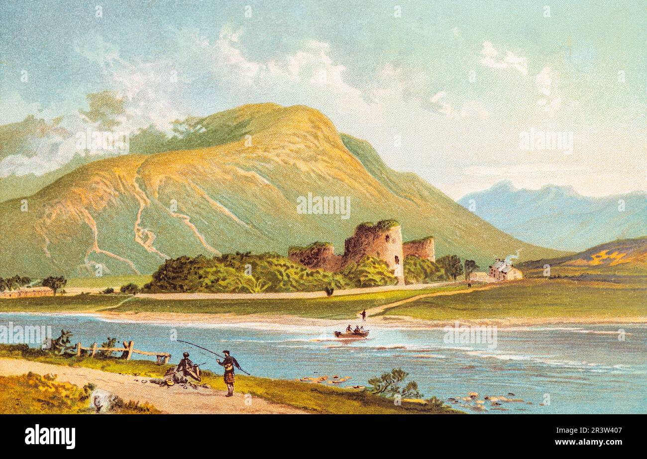 Inverlochy Castle, Grampian Mountains, mountains, castle, ruin, angler