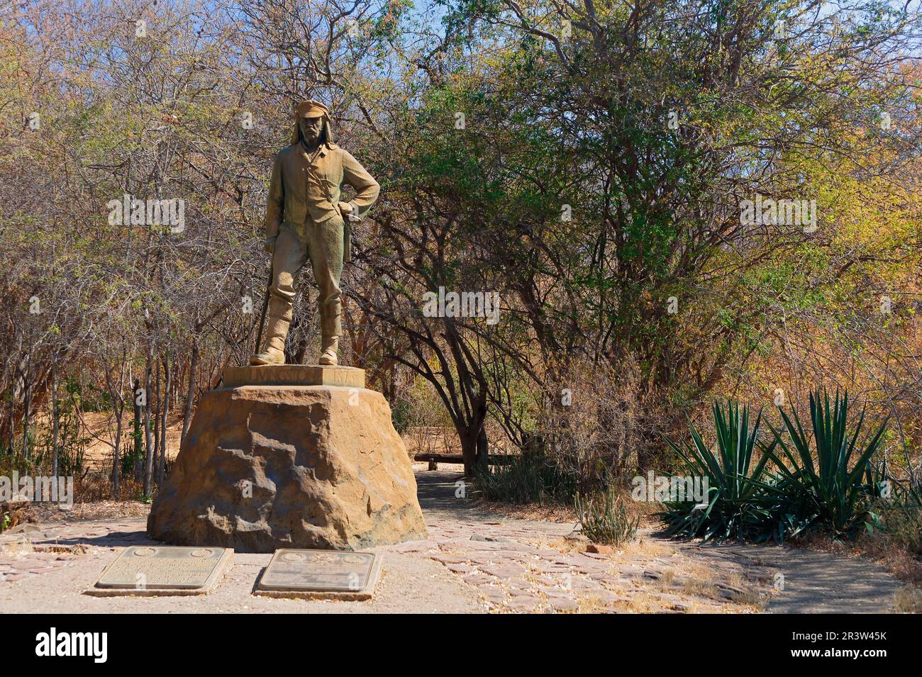 David Livingstone Statue, Victoria Falls, Zambezi, Zimbabwe Stock Photo